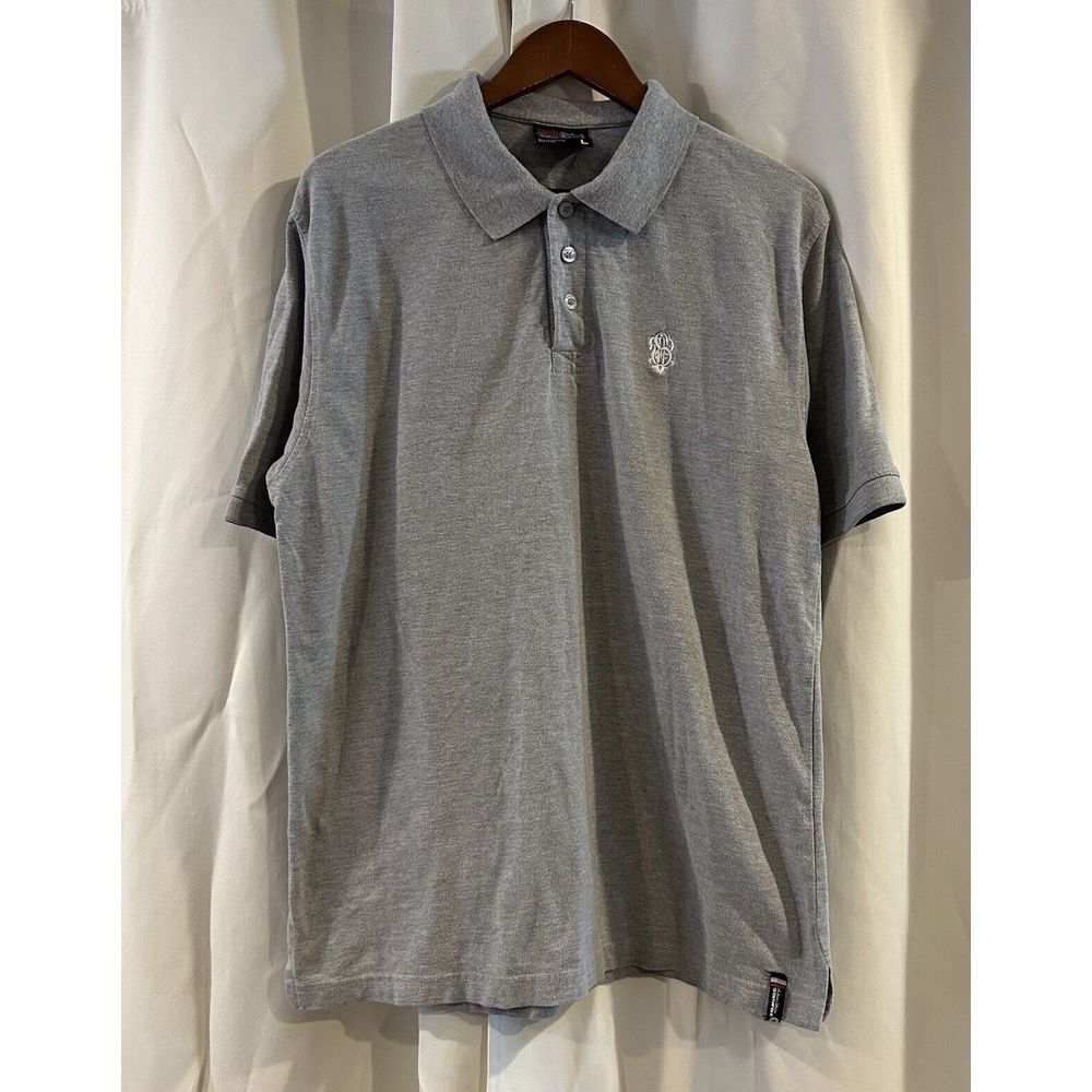Vintage‎ Southpole Mens Polo Shirt Size Large Grey Short Sleeve Embroidered Logo